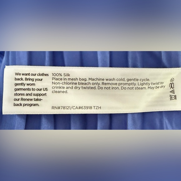 Eileen Fisher Blue Crushed Silk Sleeveless Tiered Dress Size XS - Picture 6 of 10